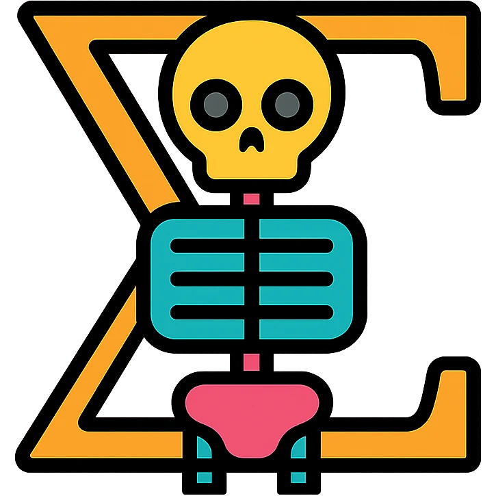sigma skeleton, color outline icon, black outlines with subtle color accents emoji