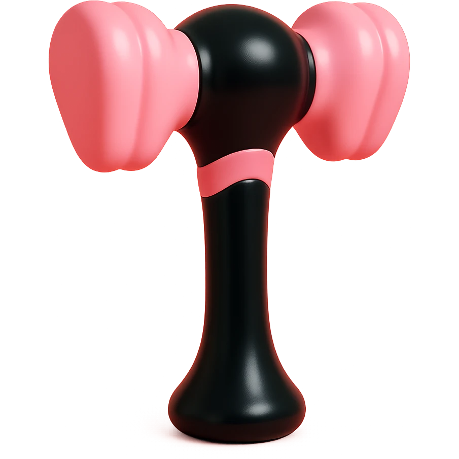 BLACKPINK-inspired gothic lightstick, no hearts, black and pink, glossy and bold, vinyl figure style emoji