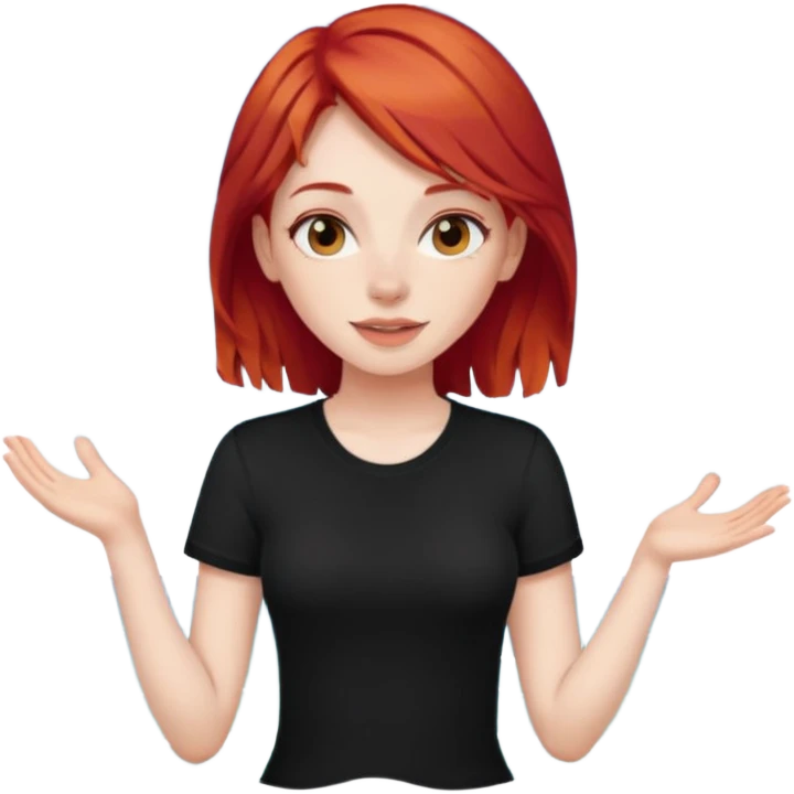 검정색 좋아하고, 노래 좋아하고, 바다 좋아해 , 여자아이, 빨간머리, emoji