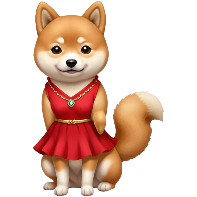 The shiba dog wear a cutie red dress emoji
