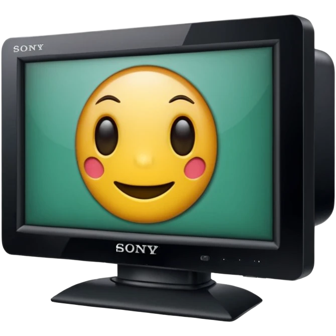 старый черный телевизор Sony с ярко зеленым пиксельным экраном  emoji