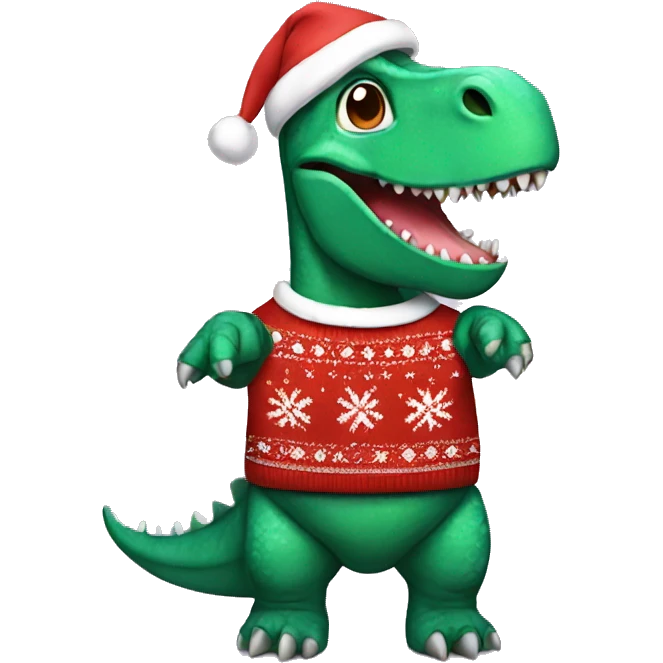 Dinosaur with an ugly Christmas sweater  emoji