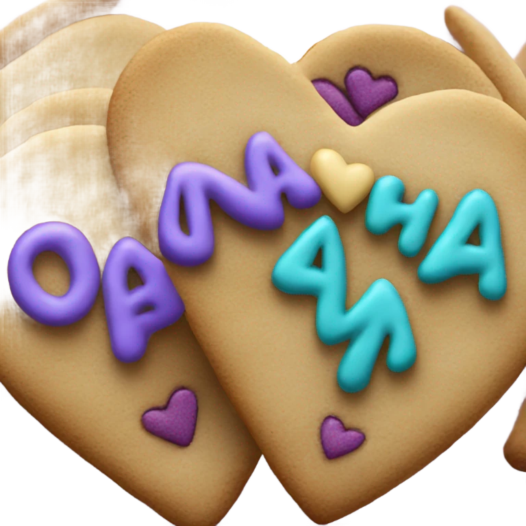 Teal purple Cookie heart with ohana emoji