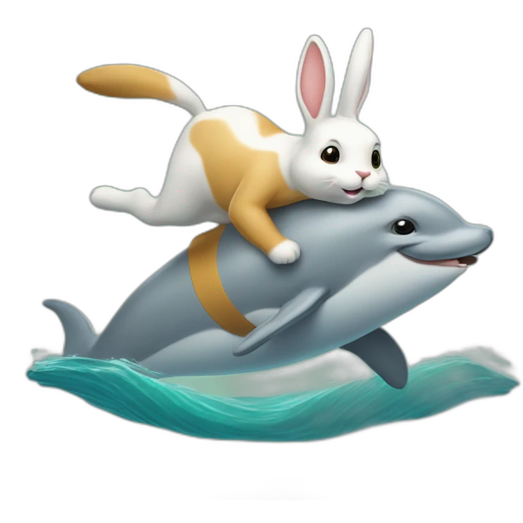 Lapin sur un dophin emoji