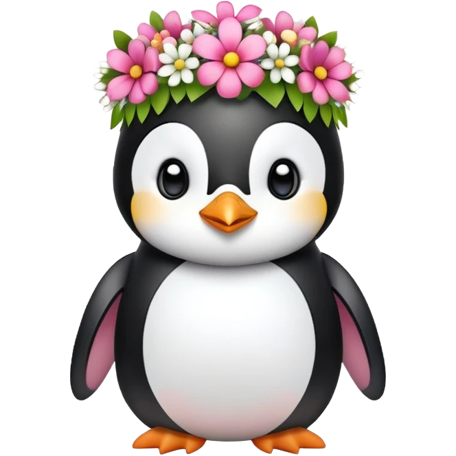 penguin with flowers emoji