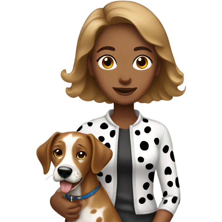 Light brown skin women with dog Dalmatian  emoji