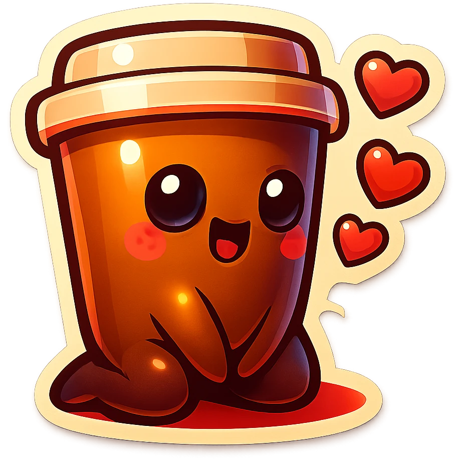 Tall coffee cup, bowing on knees, gushing with love, worship emoji