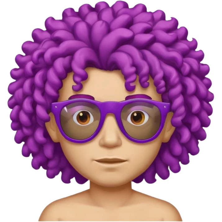 purple haired, curly big haired mexican boy with red sunglassess emoji
