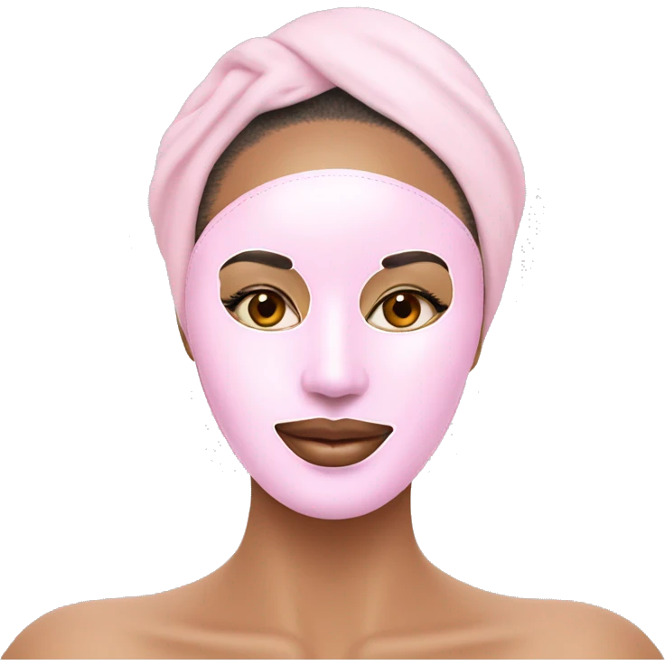 Lady with pastel pink face mask spa beauty full face relaxing emoji
