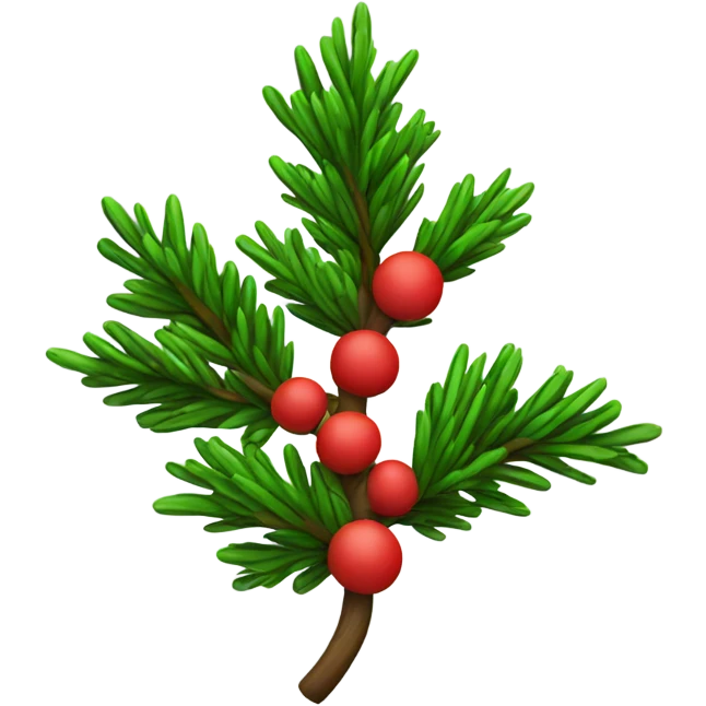 Fir branch with red color on the nedels emoji