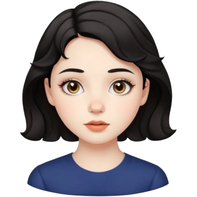 aesthetic girl , pale skin, doe eyes, button nose, soft arched brows,round face,full lips,short wavy black hair. please kindly genarate this avatar emoji