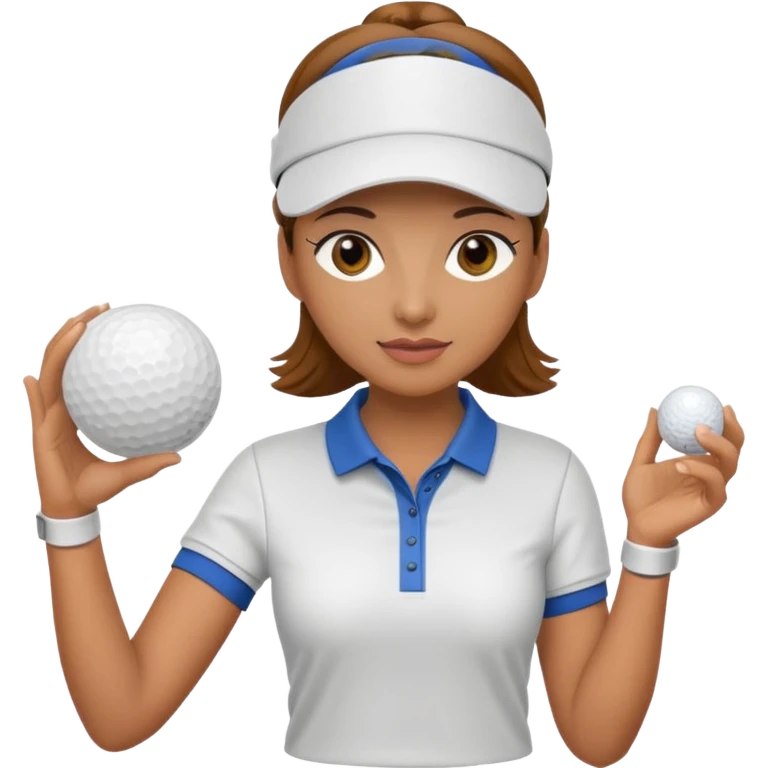 woman golf coach wearing visor holding golf ball emoji