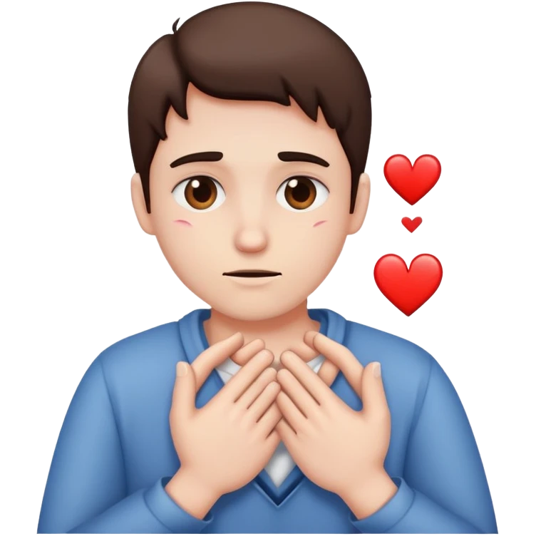 person making broken heart hands emoji
