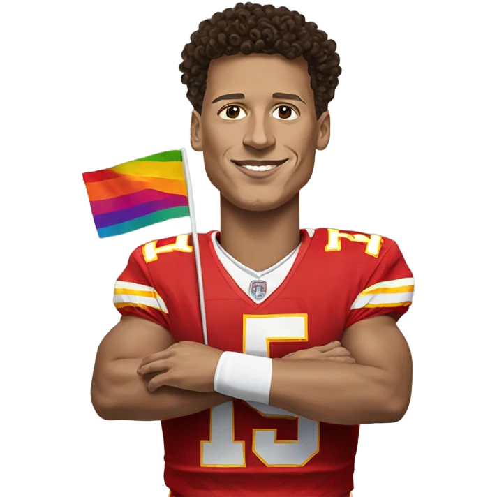 Patrick Mahomes with a pride flag emoji