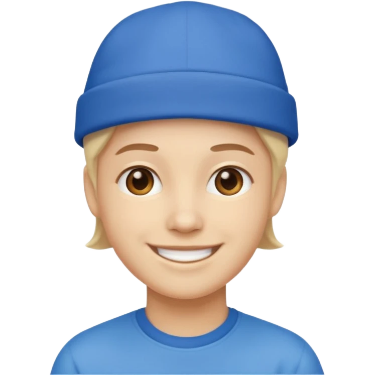 Mavi şapkalı gülen yüz emoji
