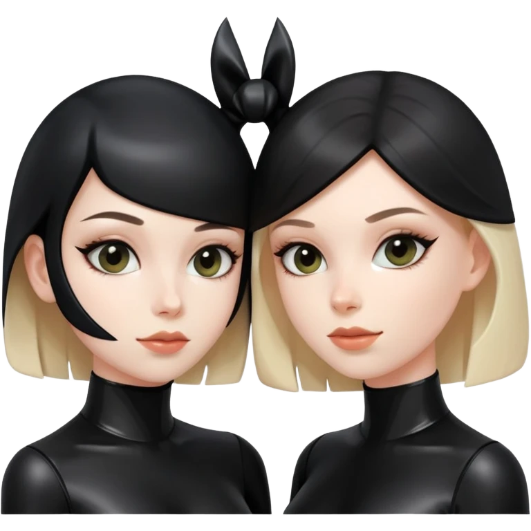  black latex suit emoji 2 girls emoji