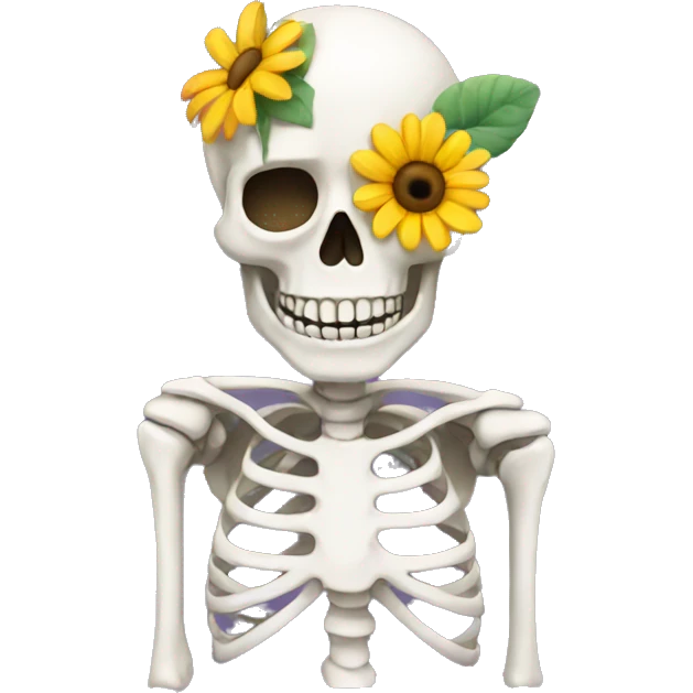 skeleton with flower emoji