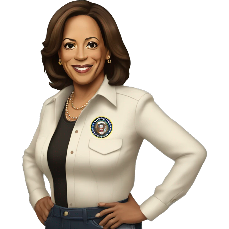 kamala harris wearing a shirt that says "big sister general" emoji