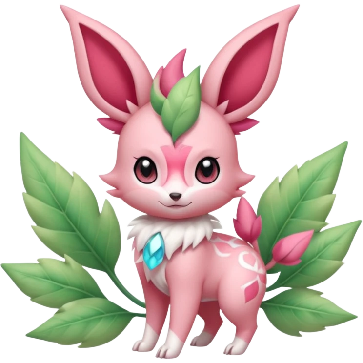 Rosy floral romantic cute kawaii pastel Ivy-Scizor-Sylveon-Leafeon-Pokémon-Digimon-Fakémon-hybrid-fusion-creature emoji