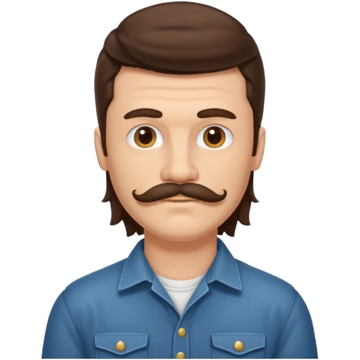 Brunette man with mullet and mustache hillbilly emoji