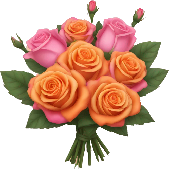 Orange and pink rose bouquet  emoji