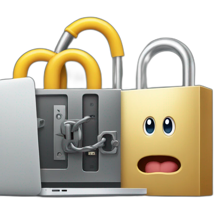 giant lock next to a mac computer emoji