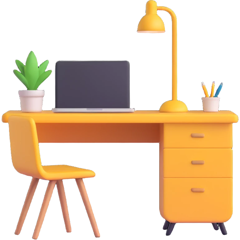 A desk, hand drawn style emoji