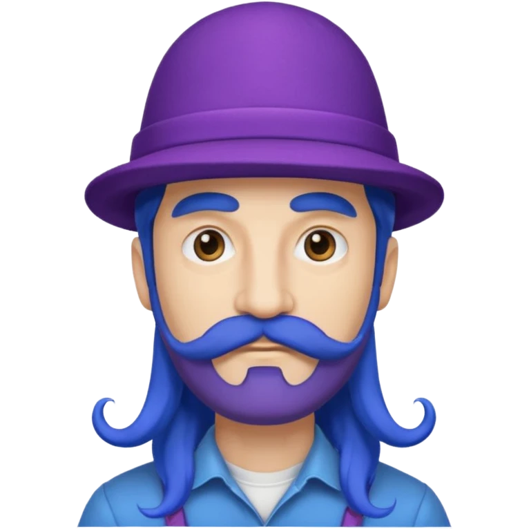 blue long haired man and purple hat and mustache emoji