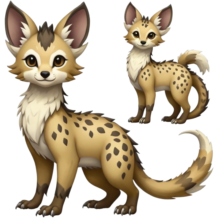 Feral Rare Fantasy Vernid-Trico-species by LiLaiRa, random markings, tufted tail, tufted ears, full body emoji