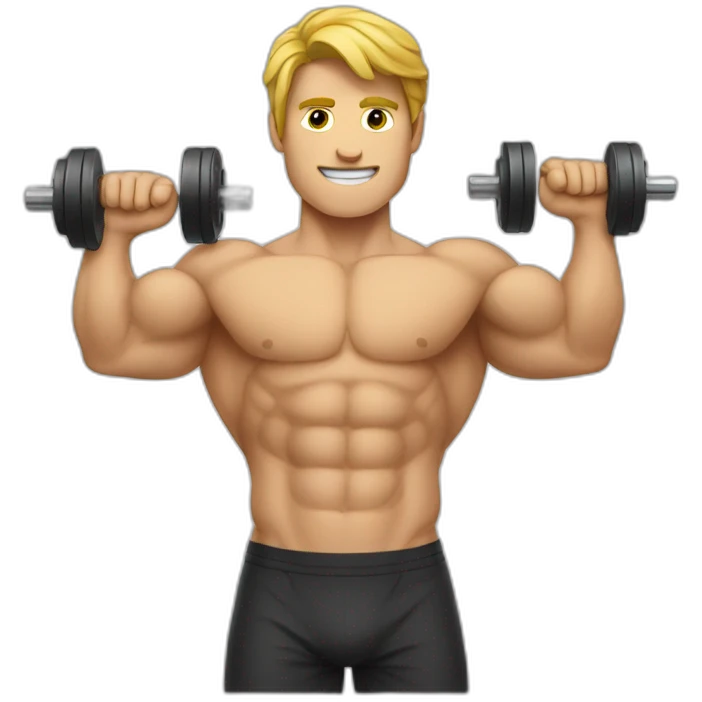 Guy doing bicep curl emoji