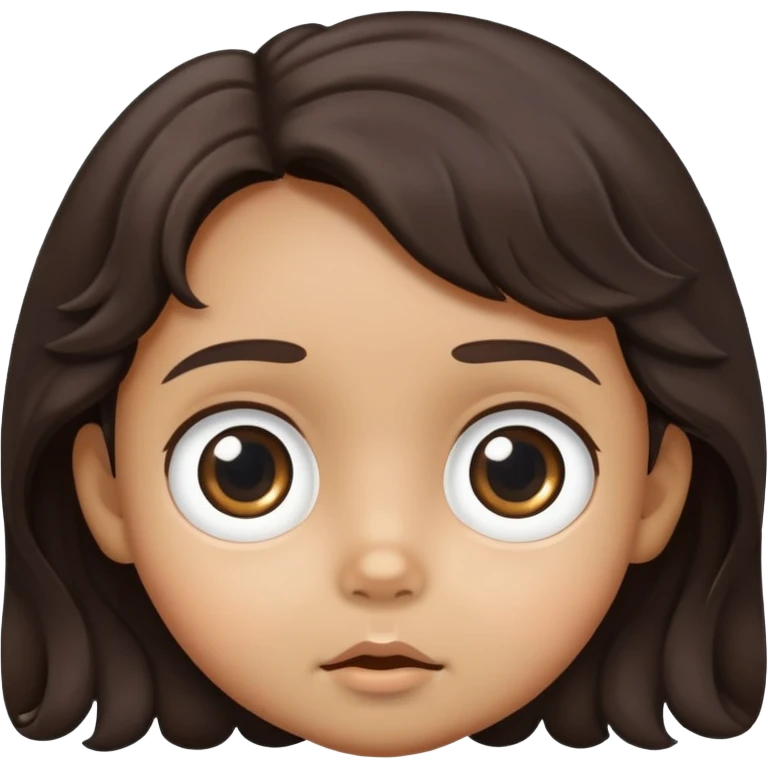 toddler face with big eyes, medium skin tone, and dark wavy hair emoji