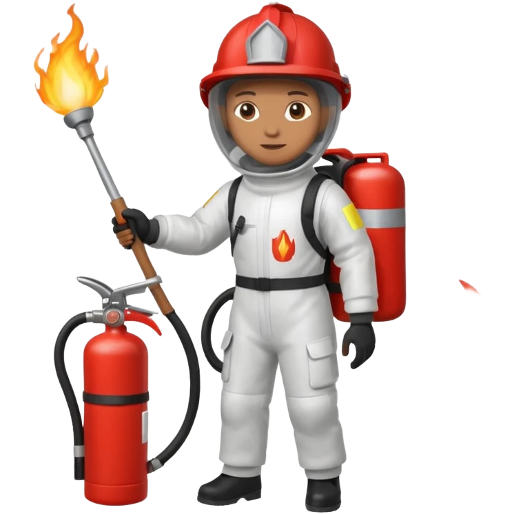 hand holding Fire extinguisher
 and puts out fire emoji