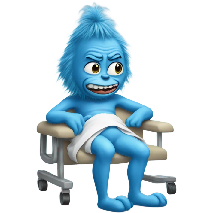 Blue grinch getting knee surgery emoji
