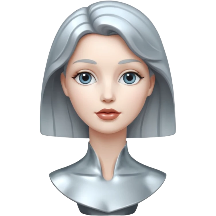 an elegant metallic chrome woman statue  emoji