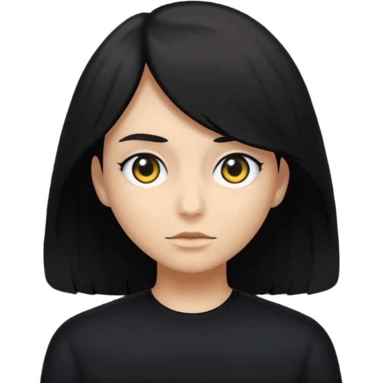 Shadowy figure all blacked out, medium sized hair, white eyes emoji