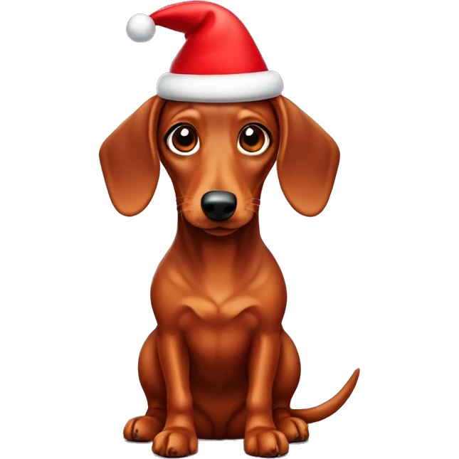 Red Dachshund in Santa hat emoji
