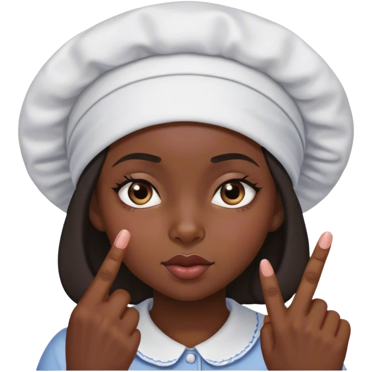 Black girl with bonnet rolling her eyes and sticking her middle finger up emoji