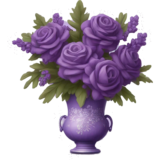 Purple bouquet in vintage vase emoji