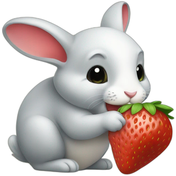 Rabbit eating strawberry emoji