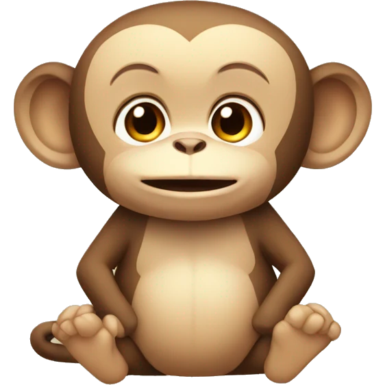 sitting cute beige brown monkey emoji