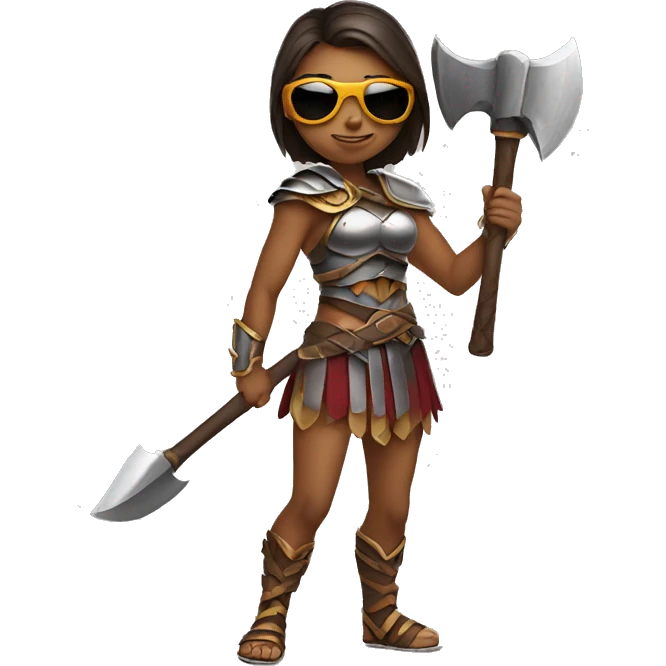 girl gladiator with sunglasses holding axe  emoji