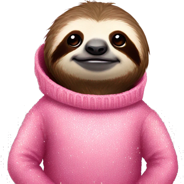 sloth in a pink sparkly sweater emoji