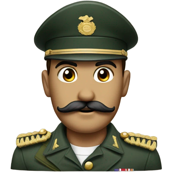 Homme avec moustache carré en tenue militaire le bras emoji