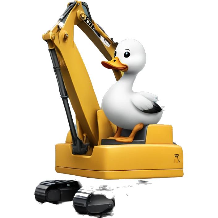 Duck sitting on a excavator emoji