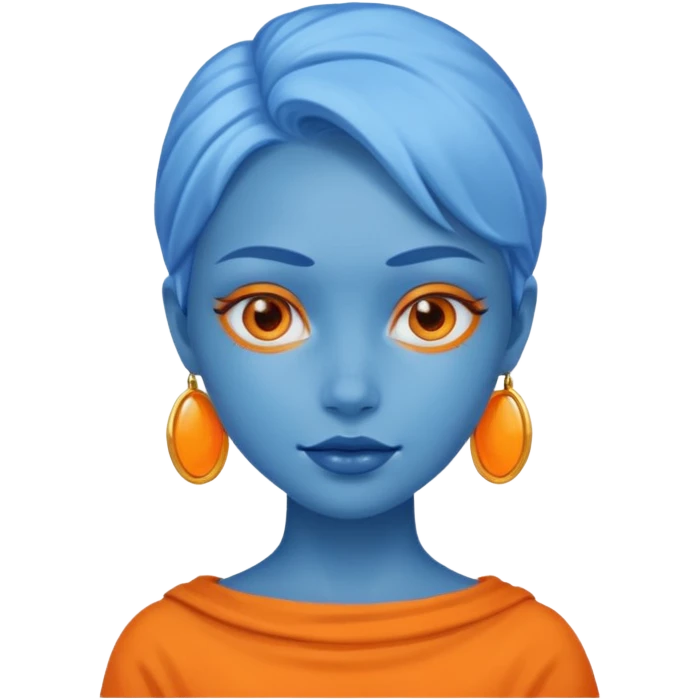 blue skinned orange glassed child girl emoji