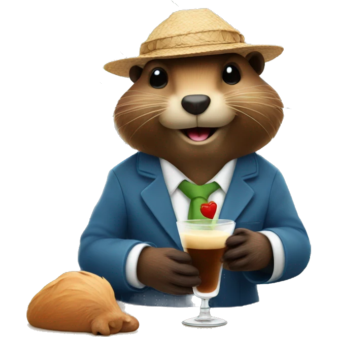 Beaver on holiday holding a expresso Martini  emoji