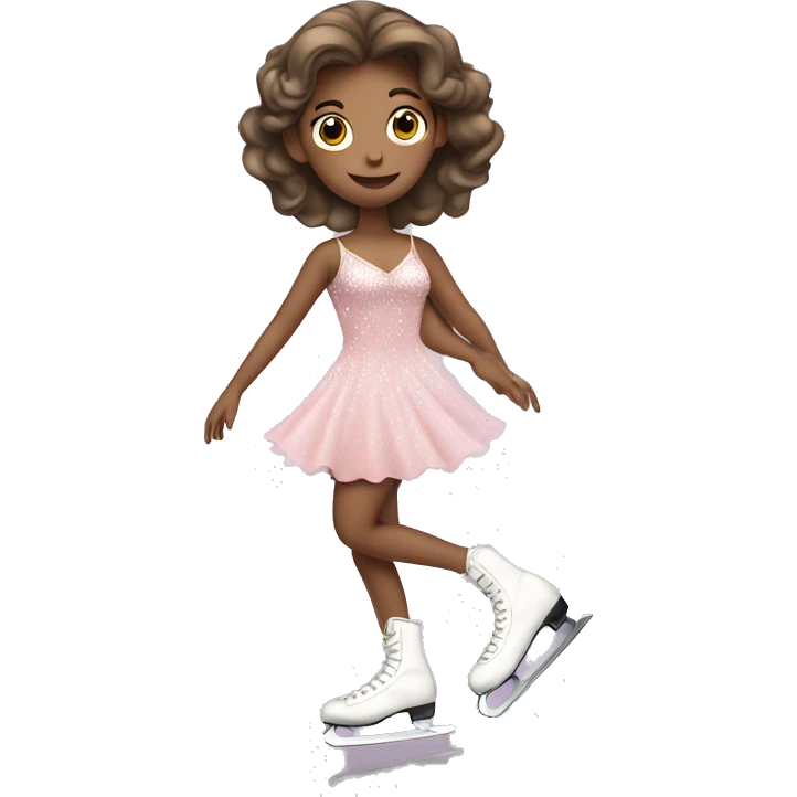 Girl Ice skating is with a pretty sparkly light pink dress emoji