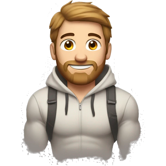 Buff white man with hoodie and brown hair holding a ton of eggs emoji