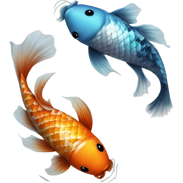Pisces Two realistic koi fish swimming in circle ying yang cloudy dreamy emoji