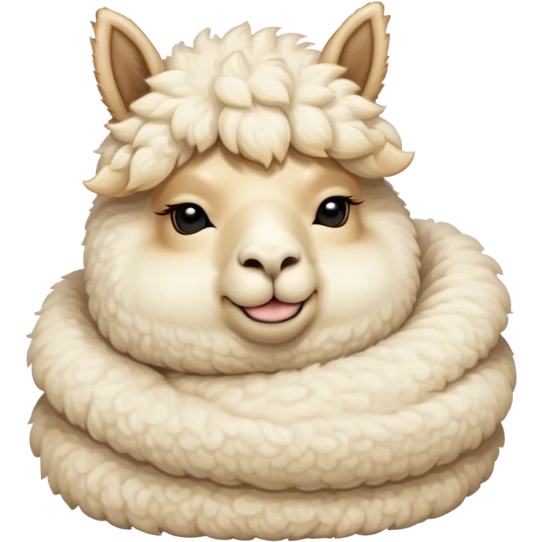 Meme-Worthy Cute Sleeping Cream Alpaca Portrait Emoji, Head resting peacefully with a contented smile, showcasing a delightfully robust build and a luxuriously soft cream fleece, eyes shut in a serene nap, Simplified yet hilariously adorable features, highly detailed, glowing with a soft, drowsy light, high shine, relaxed and utterly lovable, stylized with an air of playful laziness, bright and heartwarming, soft glowing outline, capturing the essence of a comically sleepy alpaca, so meme-worthy it feels like it could instantly become the next viral sensation of adorable slumber! emoji